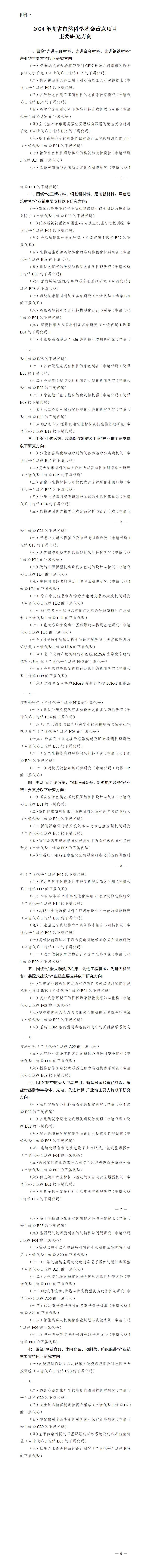 2. 2024年度省自然科学基金重点项目主要研究方向_01